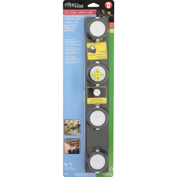 AmerTac LPL704 Series LPL704RC Under Cabinet Track Light, 15-3/4 in L x 2-1/4 in W x 1-1/2 in H Dimensions, 75 Lumens - 2