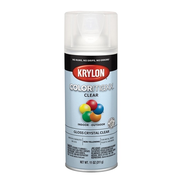 Krylon COLORmaxx K05515007 Spray Paint, Gloss, Clear, 11 oz Aerosol Can - 1