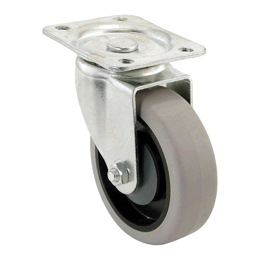 400 Series 9735 Swivel Caster, 4 in Dia Wheel, TPR Wheel, Gray, 250 lb