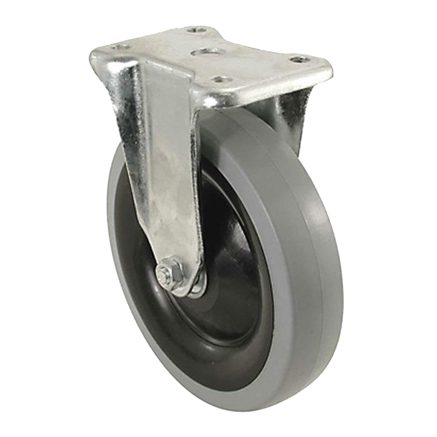 400 Series 9737 Rigid Caster, 4 in Dia Wheel, TPR Wheel, Gray, 250 lb