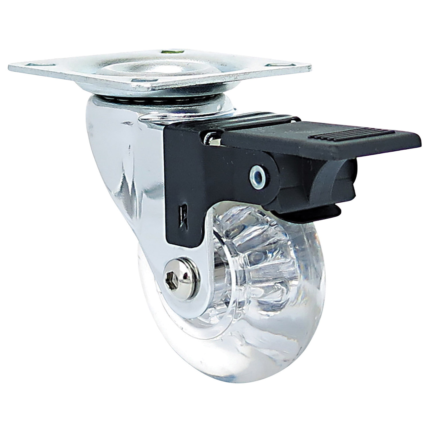 6279 Swivel Caster, 2 in Dia Wheel, Polyurethane Wheel, Clear, 110 lb