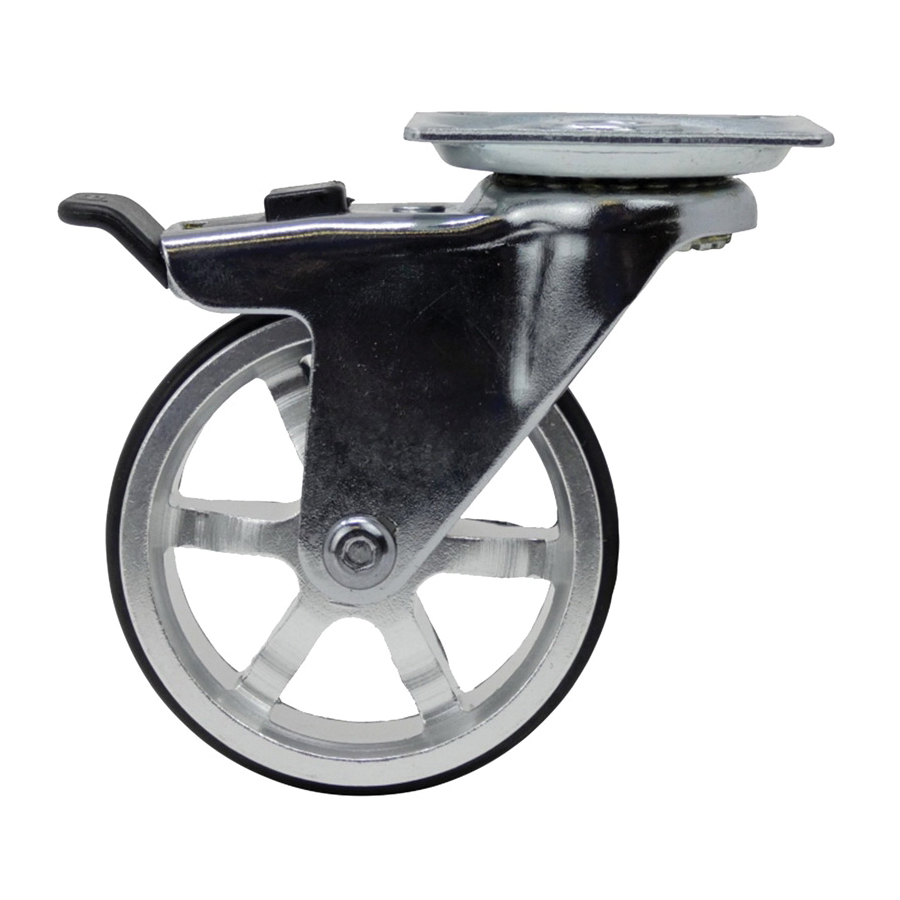 6295 Swivel Caster, 3 in Dia Wheel, Aluminum/Polyurethane Wheel, 100 lb