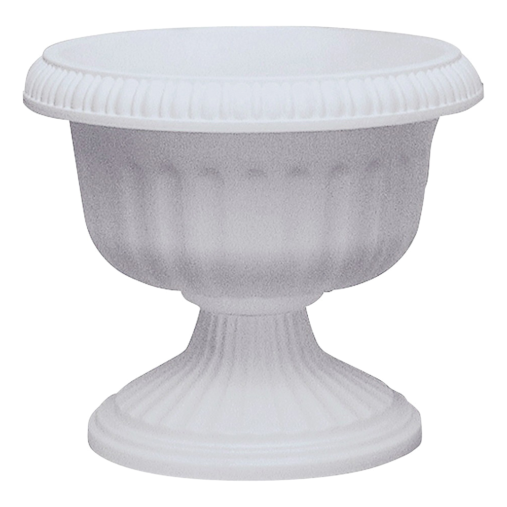 UR1810WH Urn Planter, 15-1/2 in H, 17.63 in W, 17.63 in D, Plastic, White