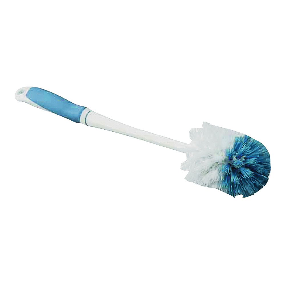 YB88063L Toilet Bowl Brush, 1 in L Trim, PP/PVC Bristle, Blue/White Bristle, 3 in W Brush, 15 in OAL
