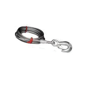 59386 Winch Cable, 3/16 in Dia, 25 ft L, Hook End, Galvanized Steel