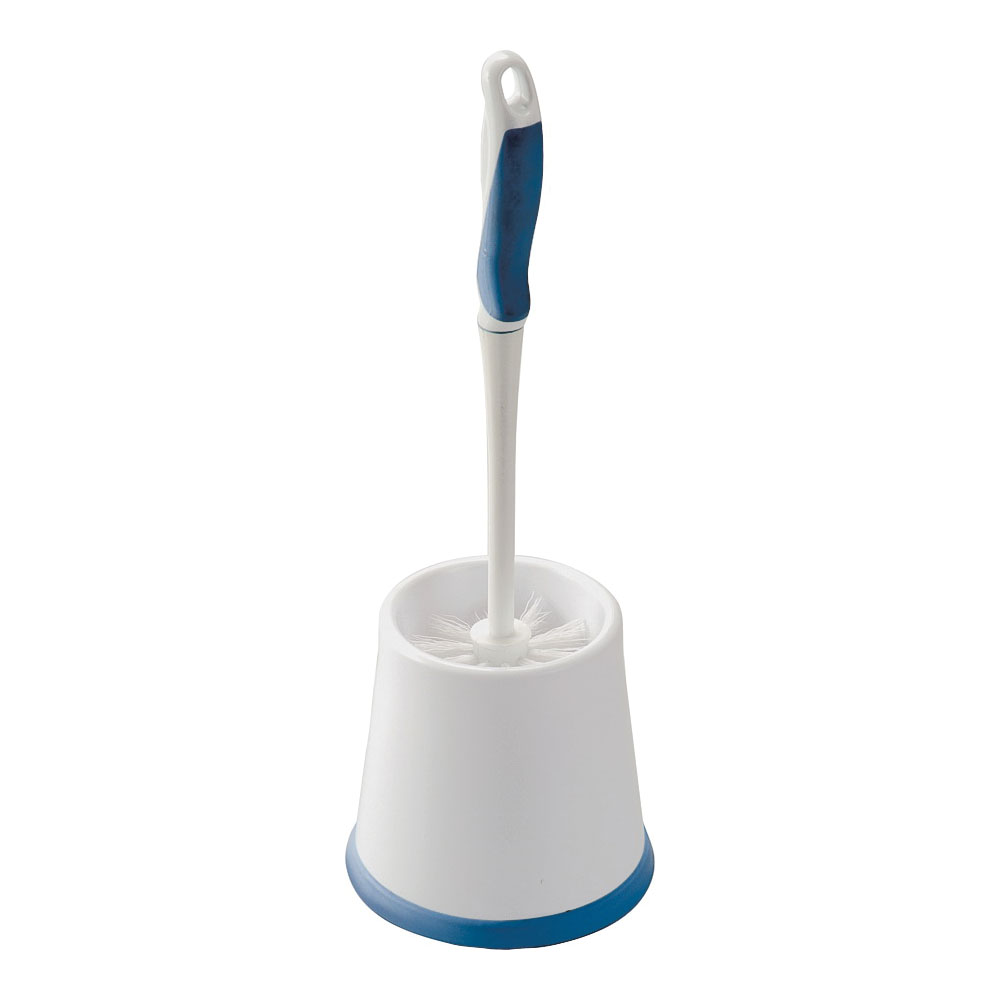 YB34883L Toilet Bowl Brush with Caddy, 1 in L Trim, PP/PVC Bristle, 15 in L Brush, Plastic Holder
