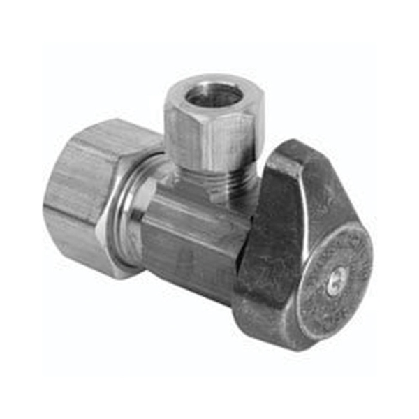 G2CR09XCD Stop Valve, 1/2 x 1/4 in Connection, Compression, 125 psi Pressure, Brass Body