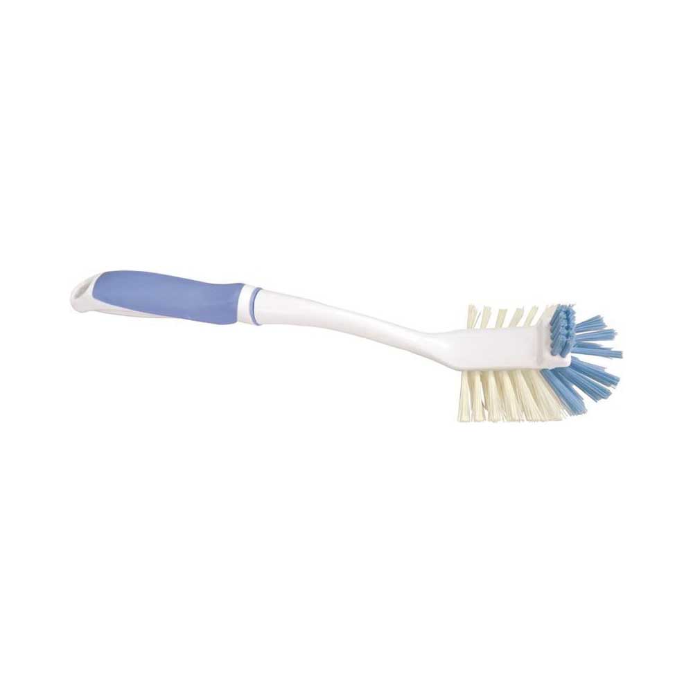 YB33263L Dishwashing Brush, 9.5 in L Trim, Nylon Bristle, Blue/White Bristle, 2.2 in W Brush