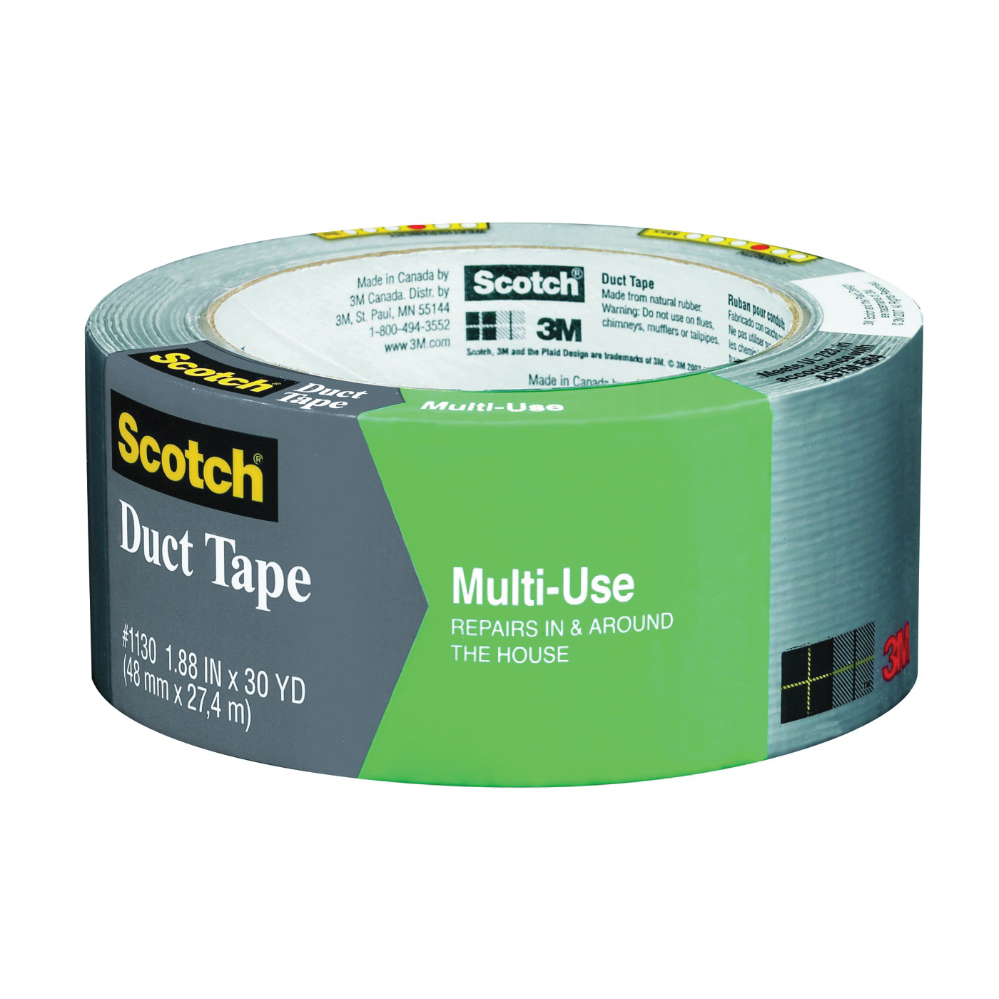 Scotch 2930-C Duct Tape, 30 yd L, 1.88 in W, Gray