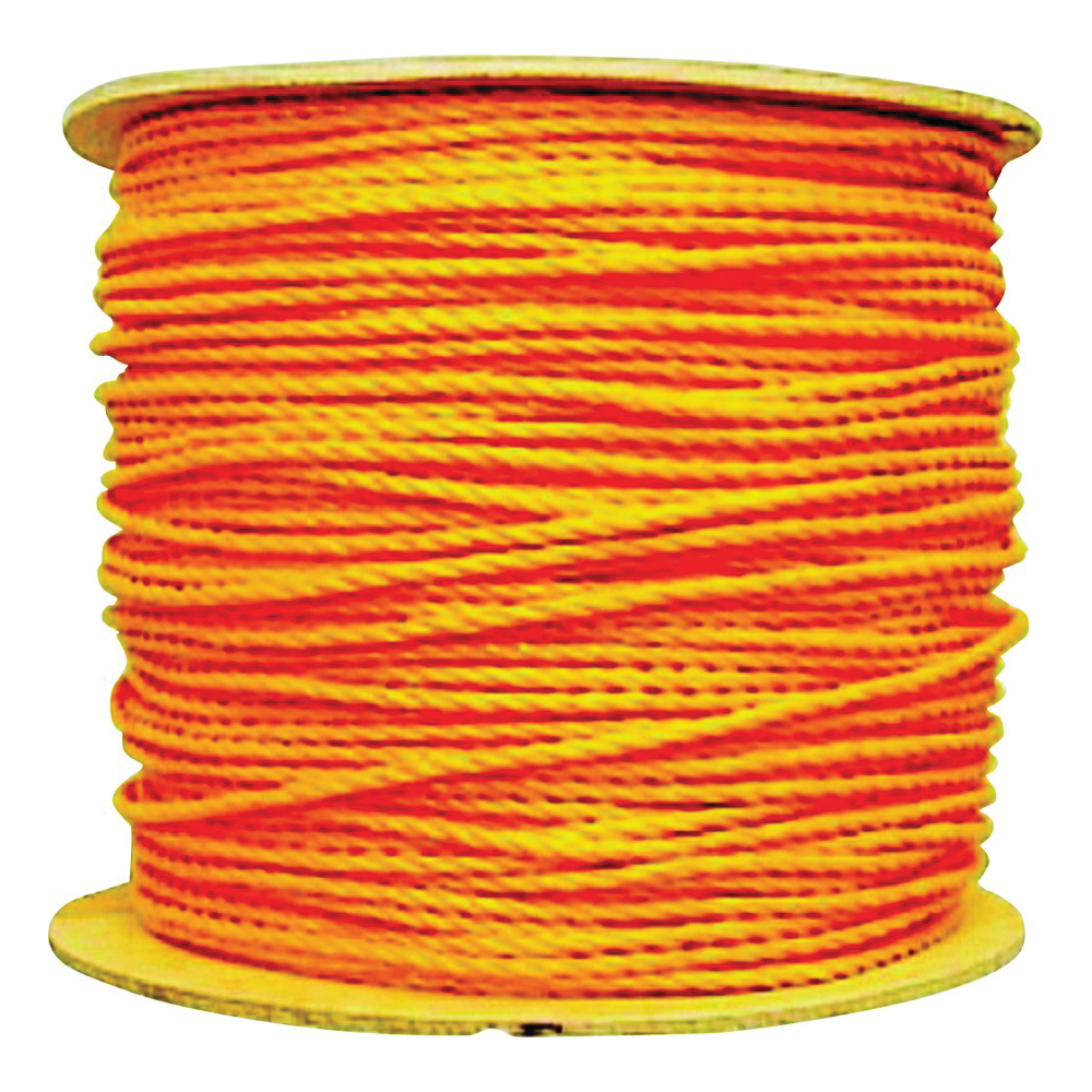 Wellington 14990 Rope, Twisted Rope Construction, Splice Eye End, 1/4 in Dia, 1200 ft L, 106 lb Working Load, Yellow