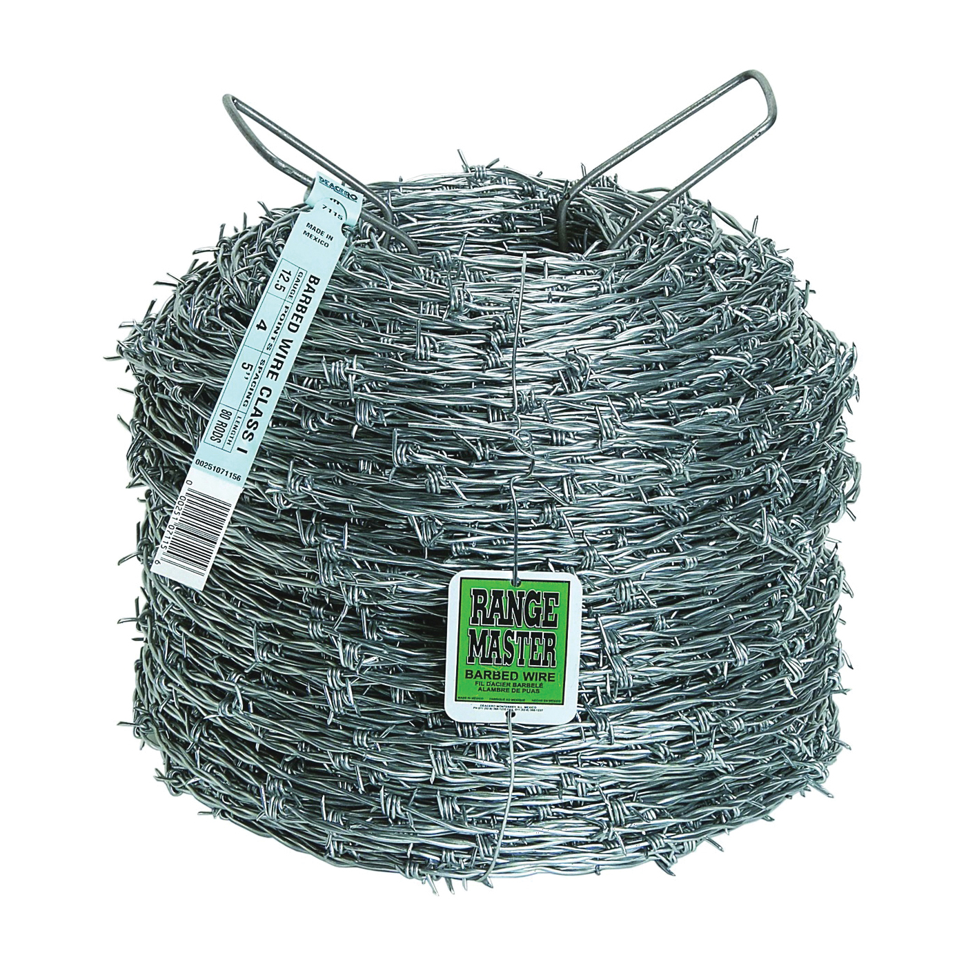Commercial Class 7136 Barbed Wire, 1320 ft L, 12-1/2 Gauge, 5 in Points Spacing, Zinc