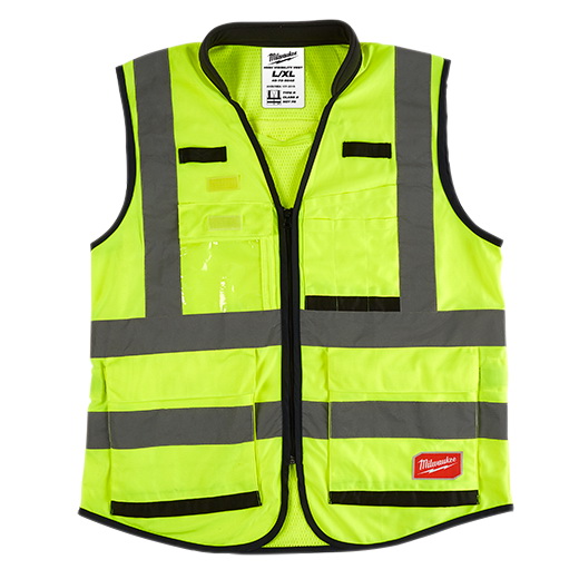 48-73-5042 High-Visibility Safety Vest, L, XL, Unisex, Fits to Chest Size: 42 to 46 in, Polyester, Yellow