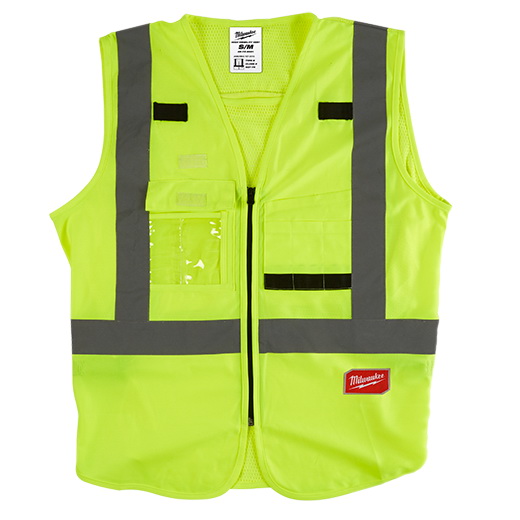 48-73-5022 High-Visibility Safety Vest, L, XL, Unisex, Fits to Chest Size: 42 to 46 in, Polyester, Yellow