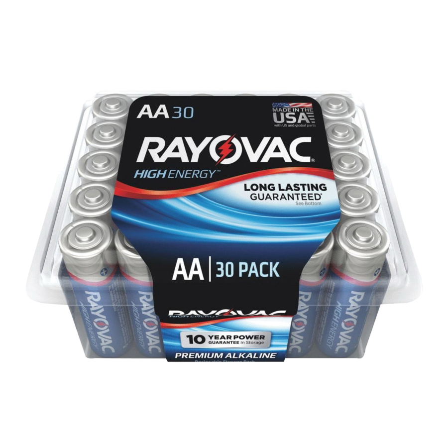 RAYOVAC 815-30PPTK Battery, 1.5 V Battery, 750 mAh, AA Battery, Alkaline - 1