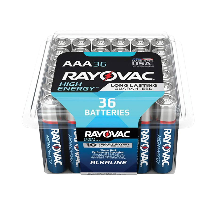 Rayovac 824-36PPK, 1.5 V Battery, AAA Battery, Alkaline, 36 pk