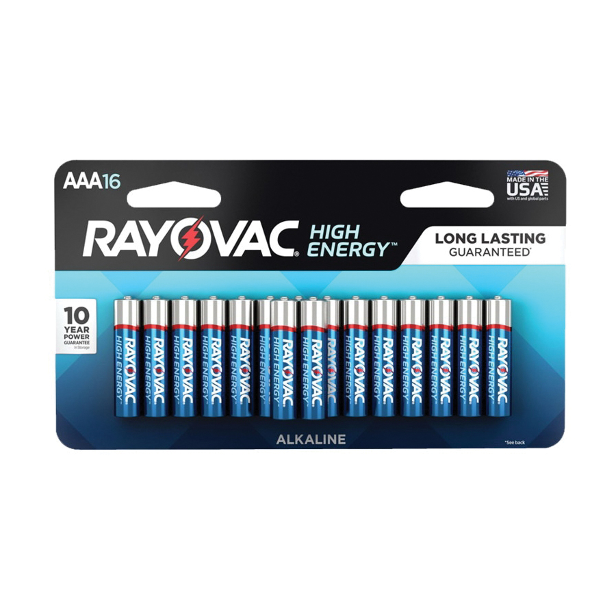 Rayovac 824-16LTK, 1.5 V Battery, AAA Battery, Alkaline, 16 pk