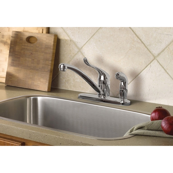 Moen Adler Series CA87534 Kitchen Faucet, 1.5 gpm, 1-Handle, 3-Faucet Hole, Metal, Chrome Plated, Deck Mounting - 2