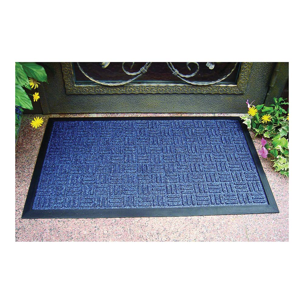 06ABSHE-11-3L Door Mat, 30 in L, 18 in W, Non-Woven Surface, Blue