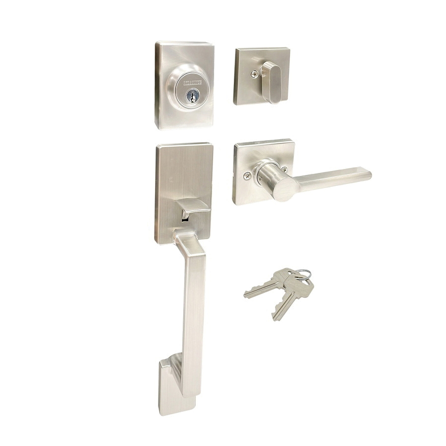 HPX2S3BSR4H24 Combination Lockset, Lever Handle, Satin Nickel, Lever Interior Handle, 3 Grade, Metal