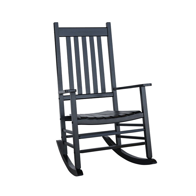 KN-28B Rocker Chair, 69 in OAW, 86 in OAD, 116 in OAH, Hardwood Porch Rocker, Black