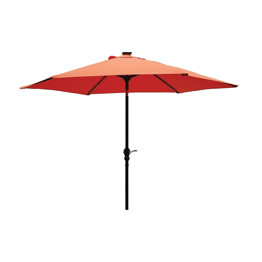 Tilt Umbrella, LED Lights, Steel, 9 ft, Orange