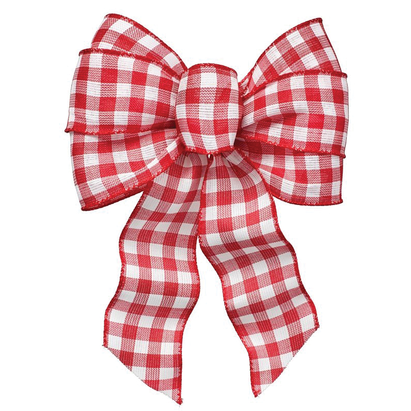 Holiday Trims 6113 Holiday Trims 6113 Plaid Gingham Wired Bow, Red/White, 8.5 in x 14 in - 1