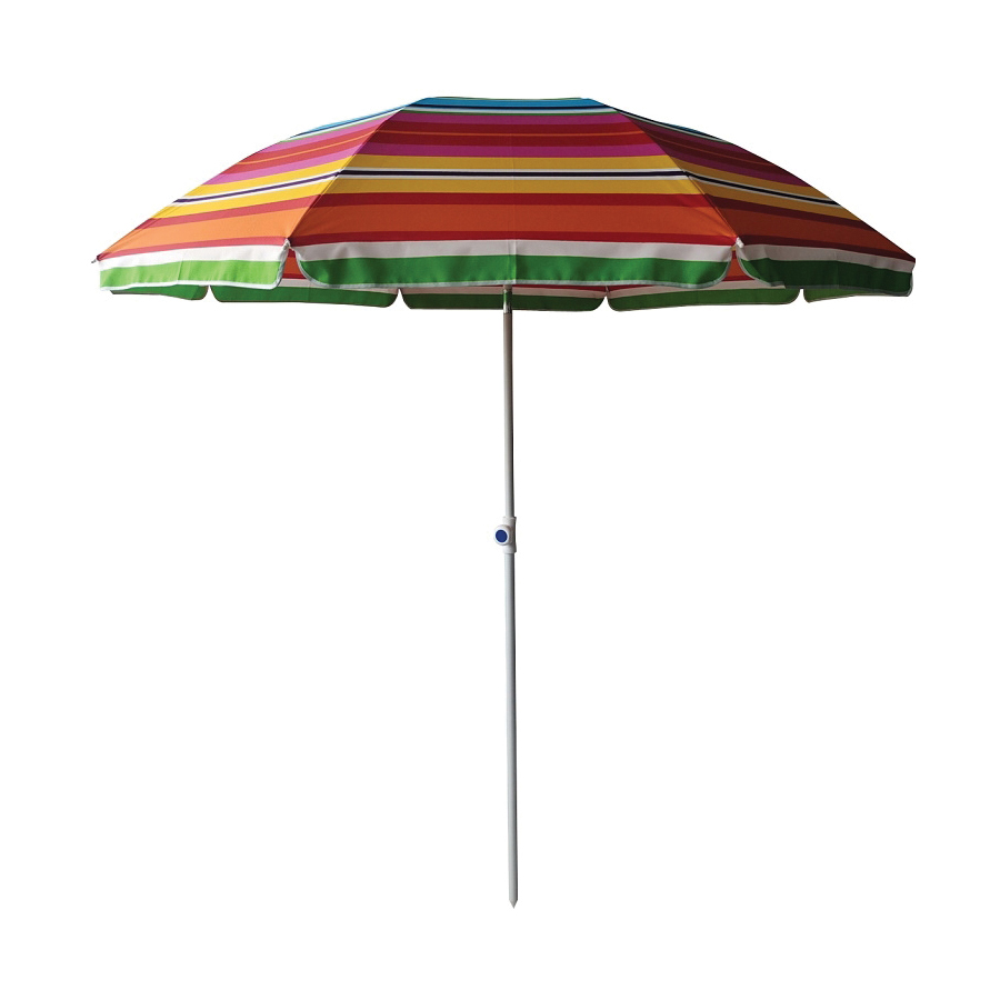 JL-004 Beach Umbrella, 82.67 in H, 6.5 ft L Canopy, Round Canopy, Steel Frame, Polyester Fabric