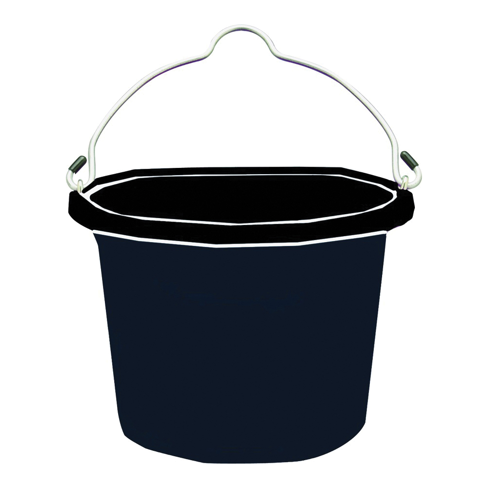 FB-108 Series FB-108BX Bucket, 8 qt Volume, Rubber/Polyethylene, Black