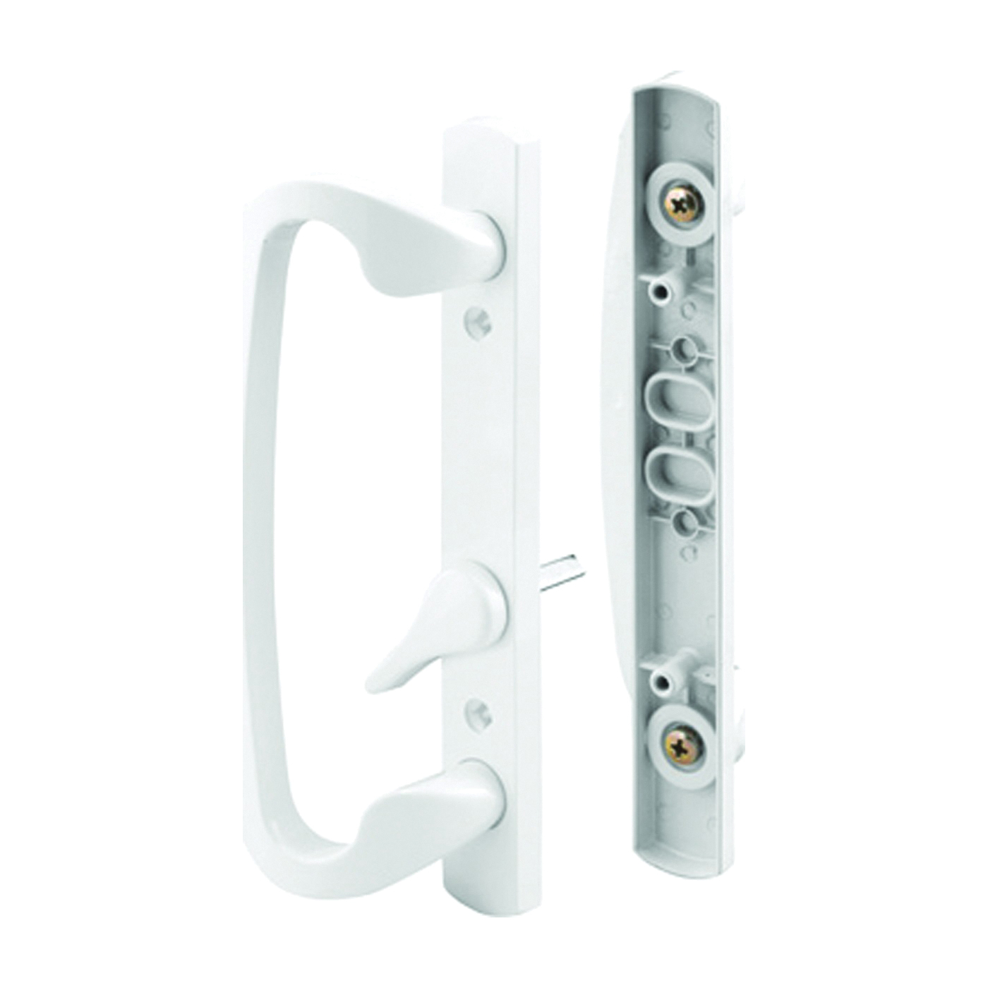 C 1280 Handleset, Aluminum, White, For: 1-5/8 to 1-7/8 in THK Glass Sliding Doors