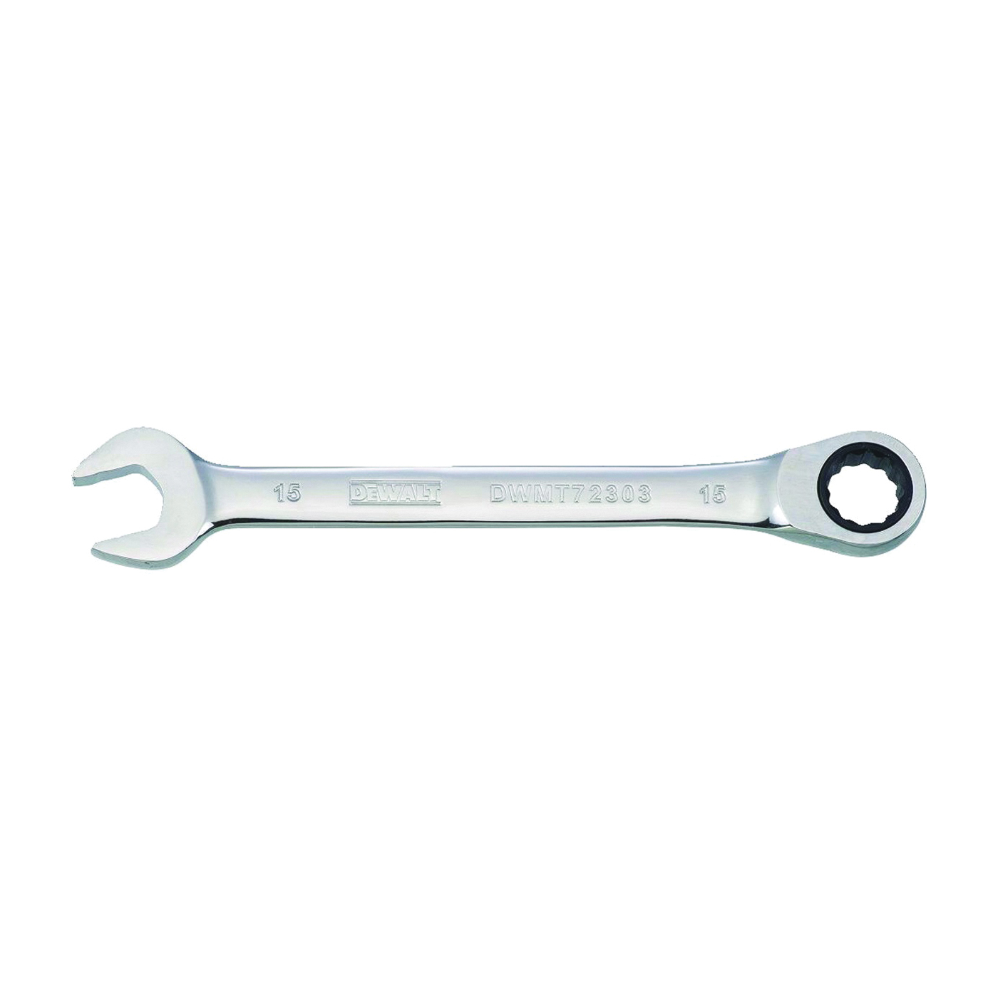 DWMT72303OSP Combination Wrench, Metric, 15 mm Head, 7-9/16 in L, 12-Point, Chrome, Comfort-Grip Handle