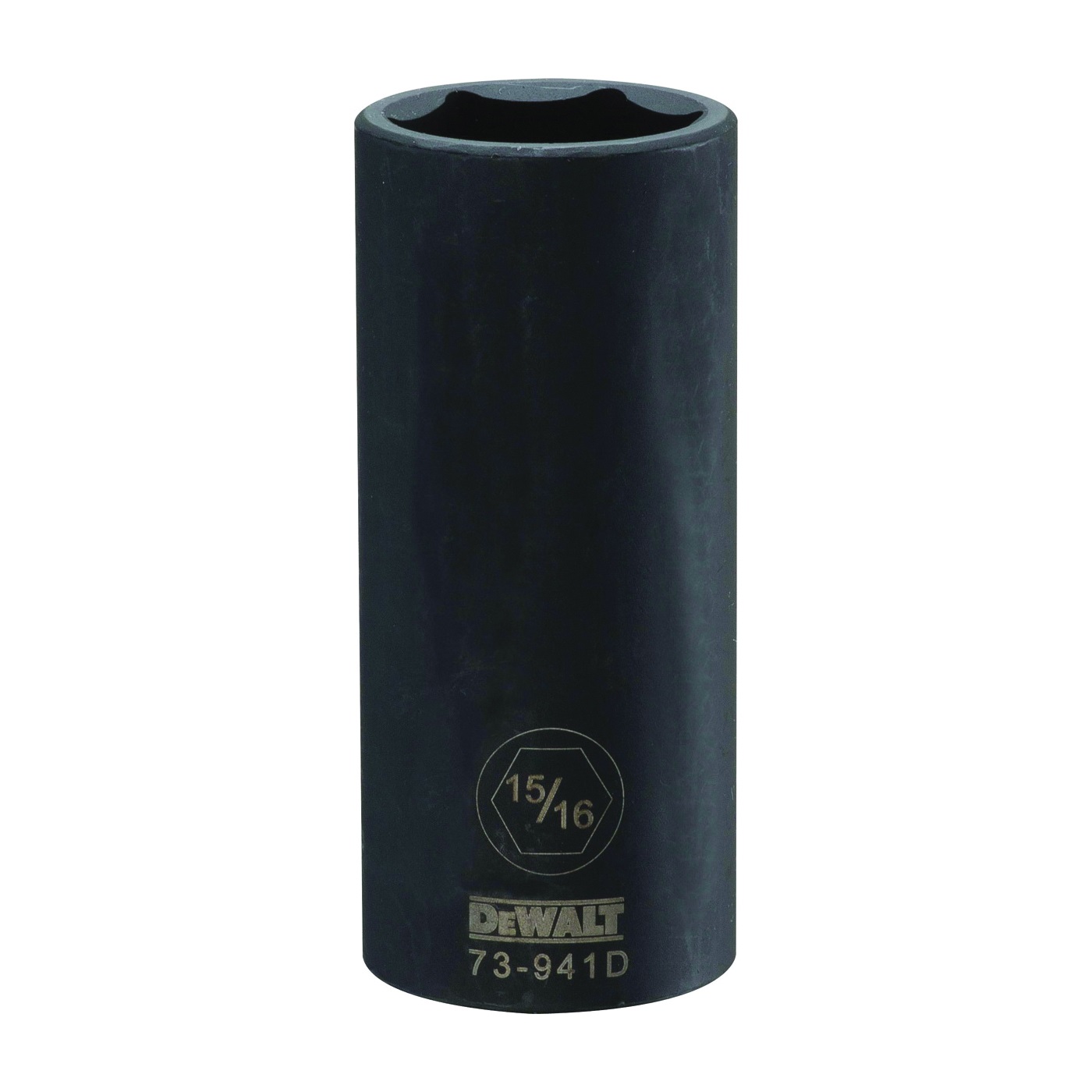 DWMT73941OSP Impact Socket, 15/16 in Socket, 1/2 in Drive, 6-Point, CR-440 Steel, Black Oxide