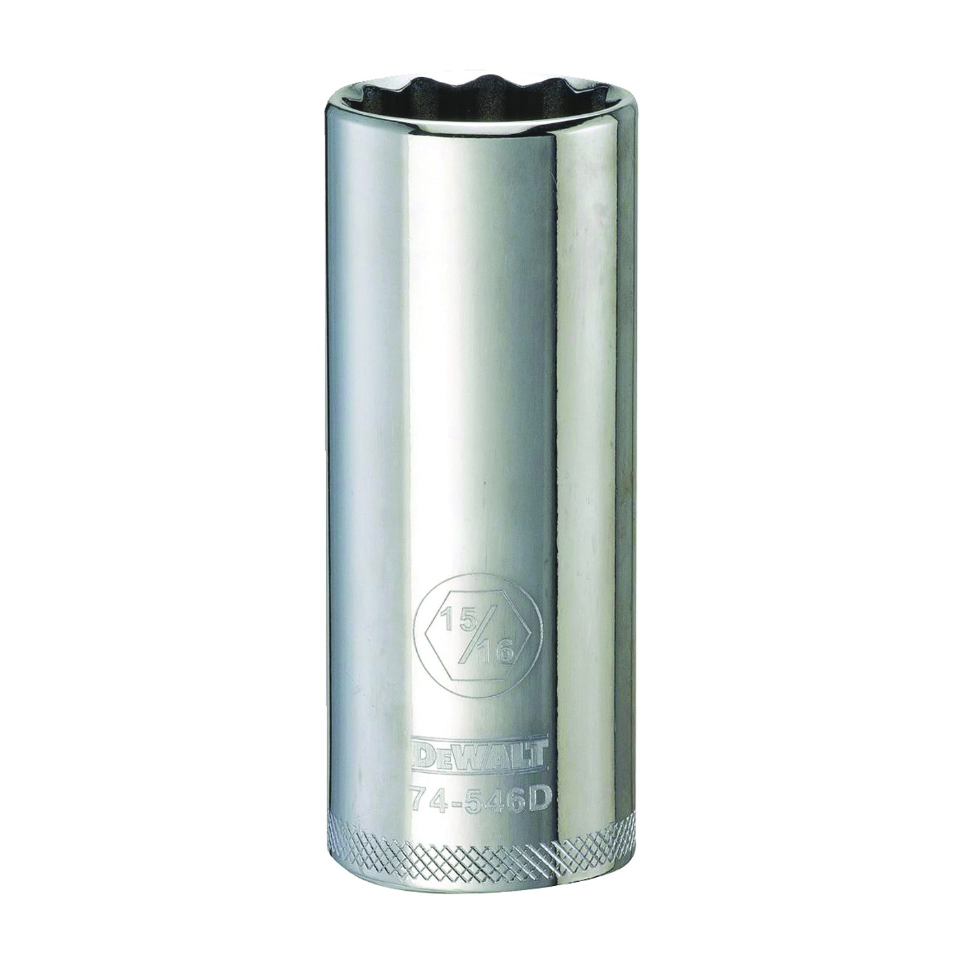 DWMT74546OSP Drive Socket, 15/16 in Socket, 1/2 in Drive, 12-Point, Vanadium Steel, Polished Chrome