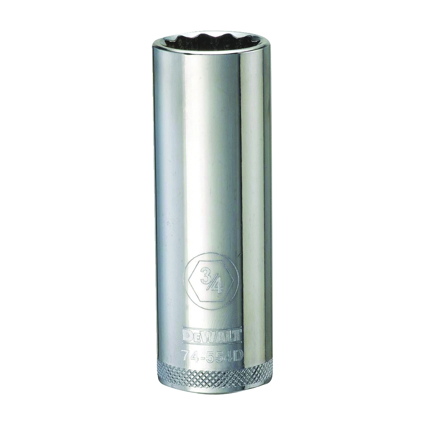 DWMT74554OSP Drive Socket, 3/4 in Socket, 1/2 in Drive, 12-Point, Vanadium Steel, Polished Chrome