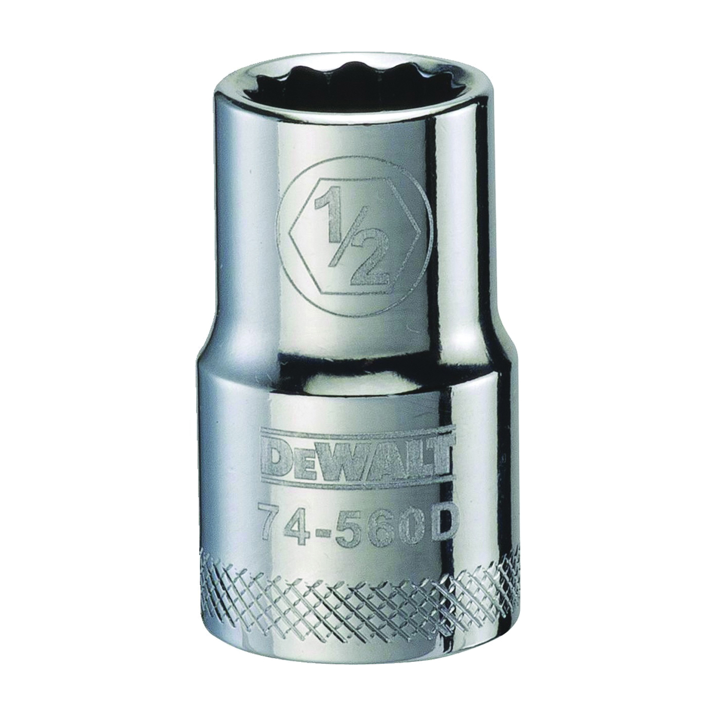 DWMT74560OSP Drive Socket, 1/2 in Socket, 1-1/2 in OAL, 1/2 in Drive, 12-Point, Vanadium Steel, Polished Chrome