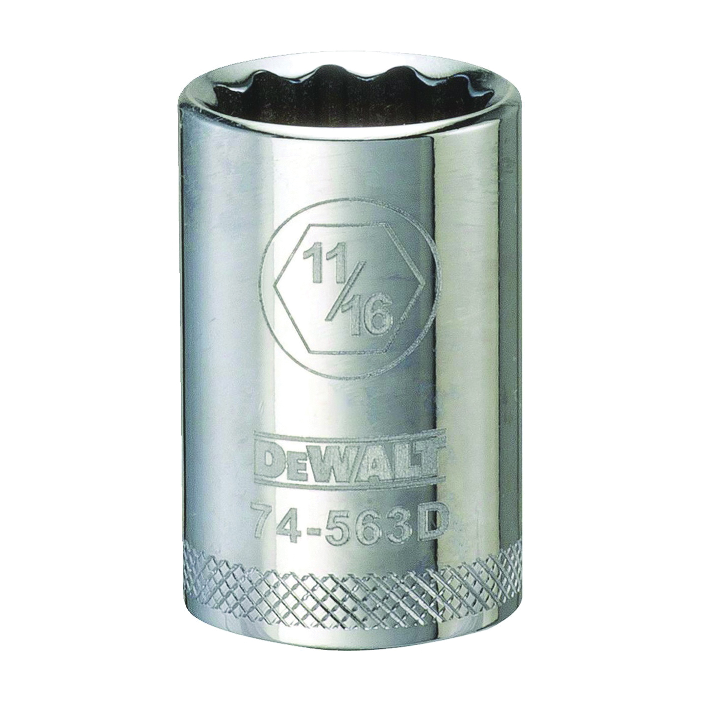 DWMT74563OSP Drive Socket, 11/16 in Socket, 1-1/2 in OAL, 1/2 in Drive, 12-Point, Vanadium Steel
