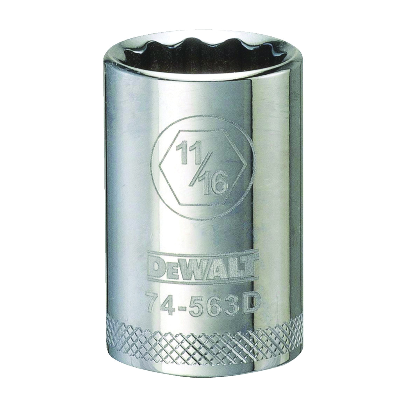 DeWALT DWMT74563OSP Drive Socket, 11/16 in Socket, 1/2 in Drive, 12-Point, Vanadium Steel, Polished Chrome