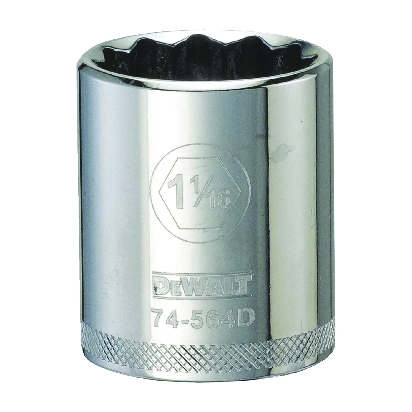 DeWALT DWMT74564OSP Drive Socket, 1-1/16 in Socket, 1/2 in Drive, 12-Point, Vanadium Steel, Polished Chrome