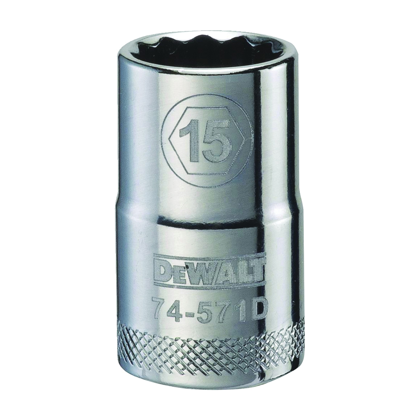 DeWALT DWMT74571OSP Drive Socket, 15 mm Socket, 1/2 in Drive, 12-Point, Vanadium Steel, Polished Chrome