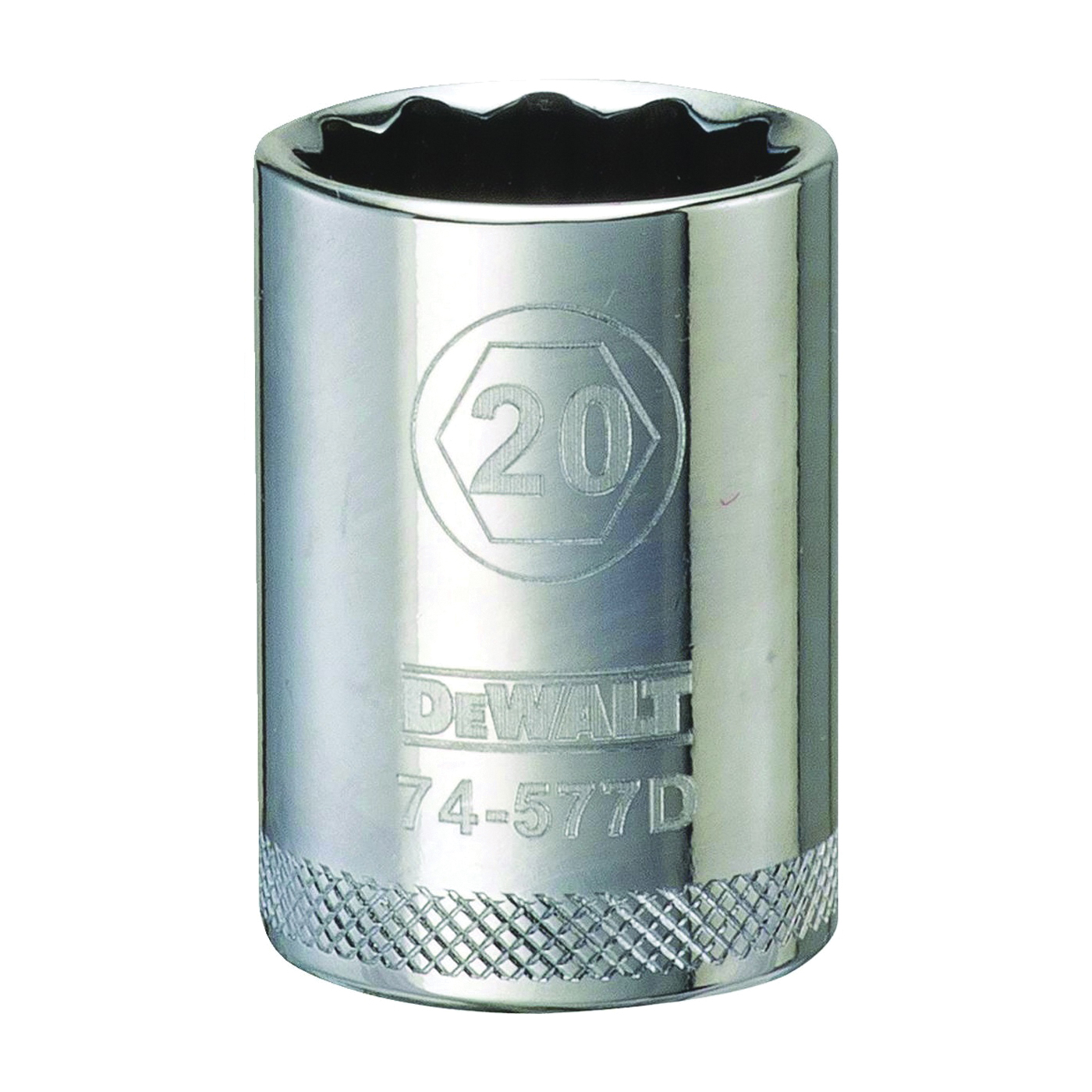 DWMT74577OSP Drive Socket, 20 mm Socket, 1/2 in Drive, 12-Point, Vanadium Steel, Polished Chrome