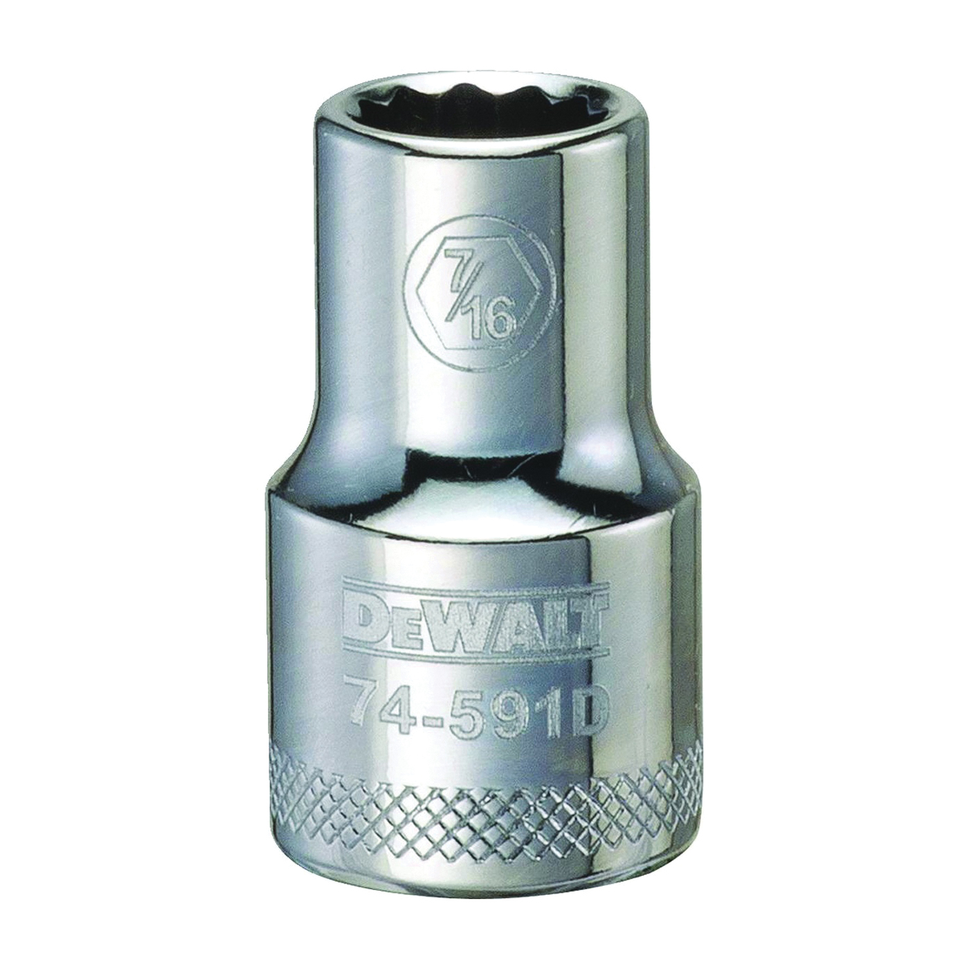 DeWALT DWMT74591OSP Drive Socket, 7/16 in Socket, 1/2 in Drive, 12-Point, Steel, Polished Chrome Vanadium