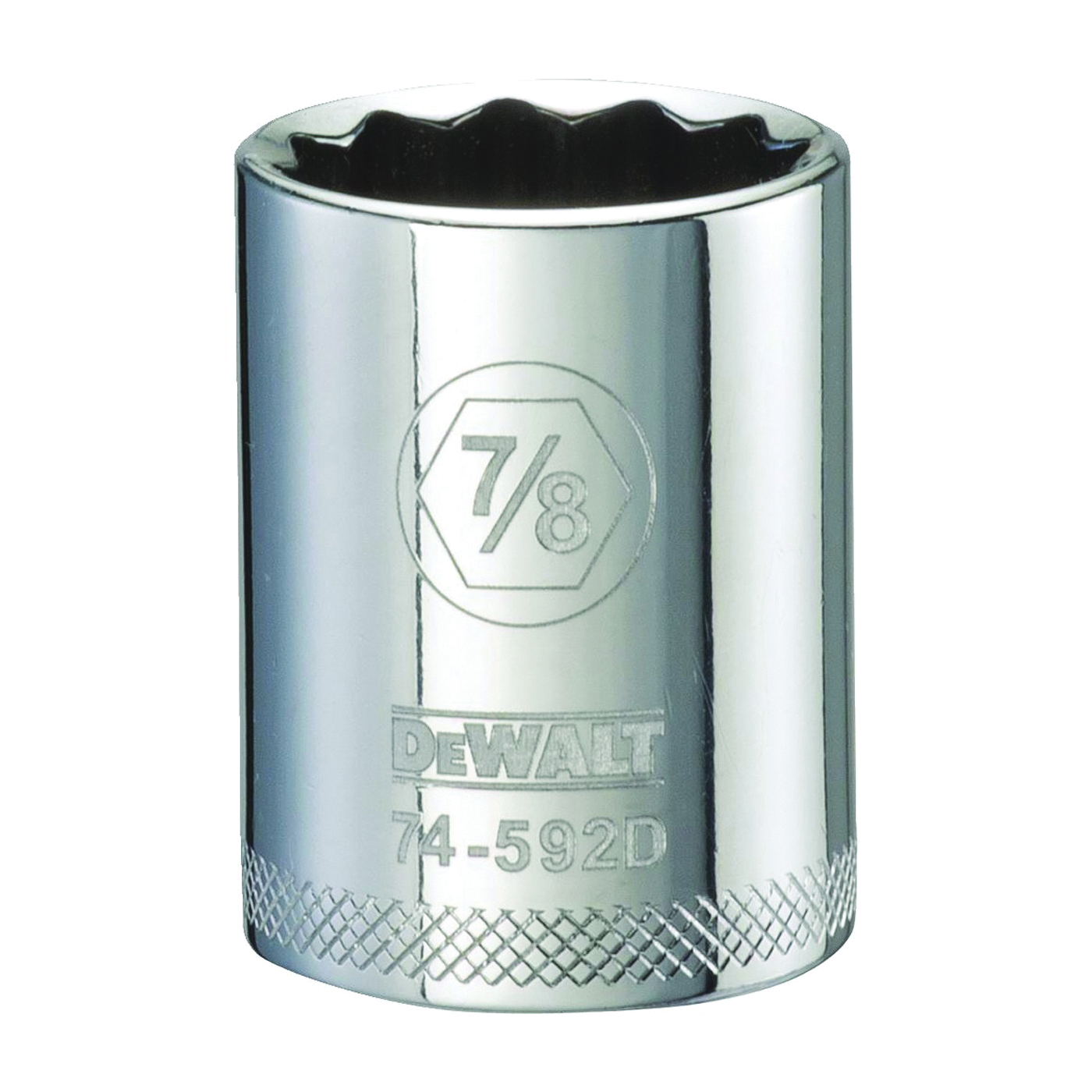 DWMT74592OSP Drive Socket, 7/8 in Socket, 1/2 in Drive, 12-Point, Steel, Polished Chrome Vanadium