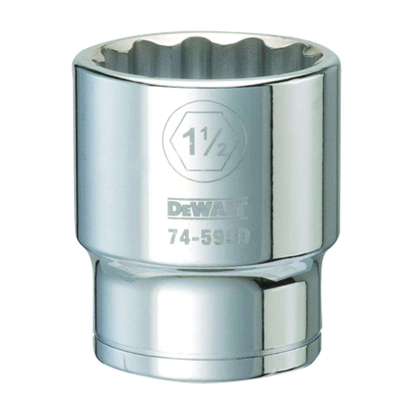 DWMT74595OSP Drive Socket, 1-1/2 in Socket, 3/4 in Drive, 12-Point, Vanadium Steel, Polished Chrome