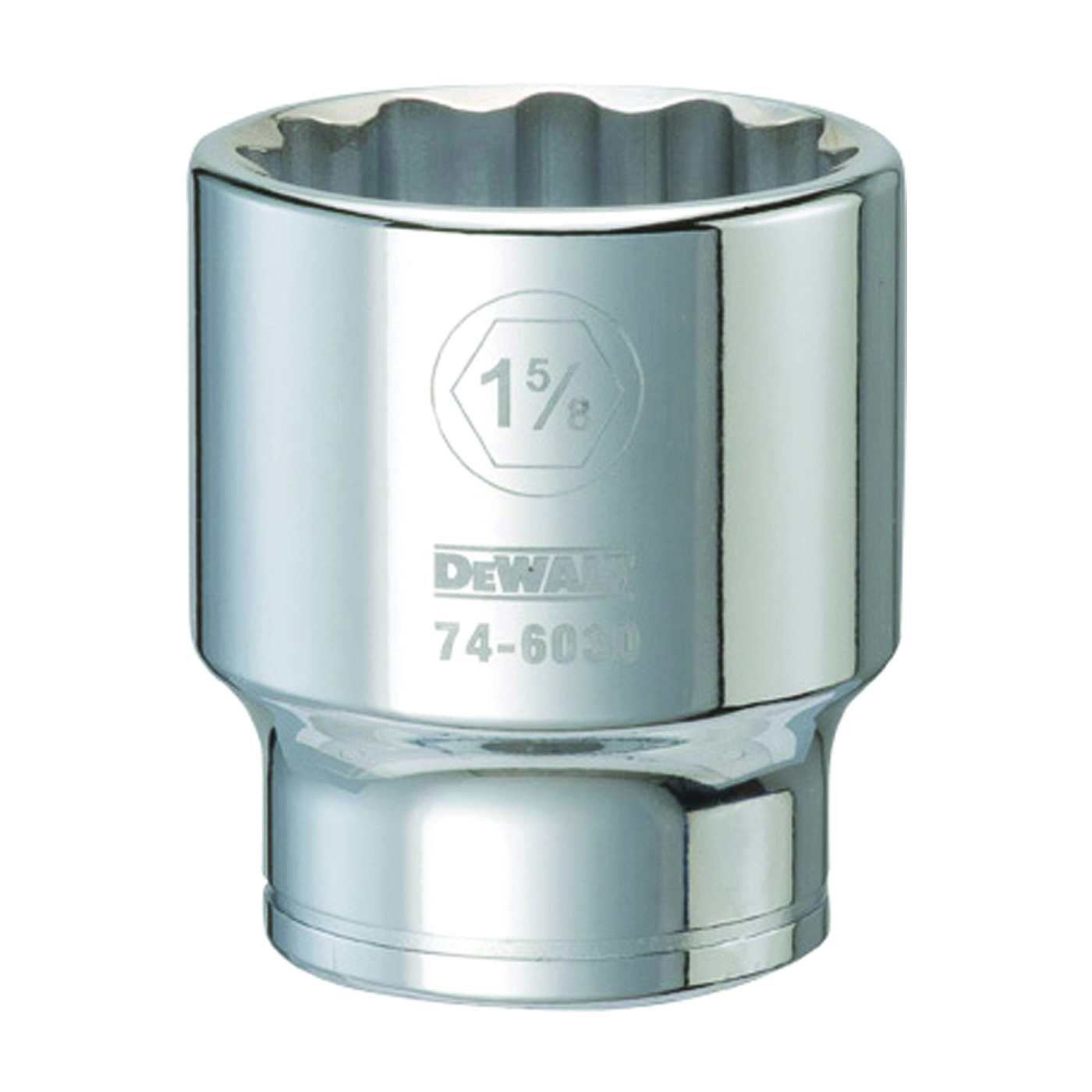 DWMT74603OSP Drive Socket, 1-5/8 in Socket, 3/4 in Drive, 12-Point, Vanadium Steel, Polished Chrome