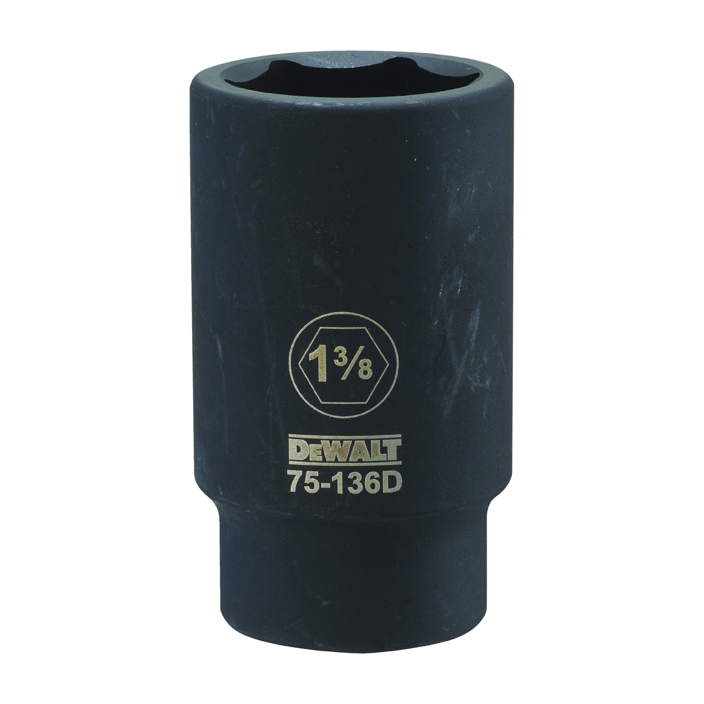 DeWALT DWMT75136OSP Impact Socket, 1-3/8 in Socket, 3/4 in Drive, 6-Point, CR-440 Steel, Black Oxide