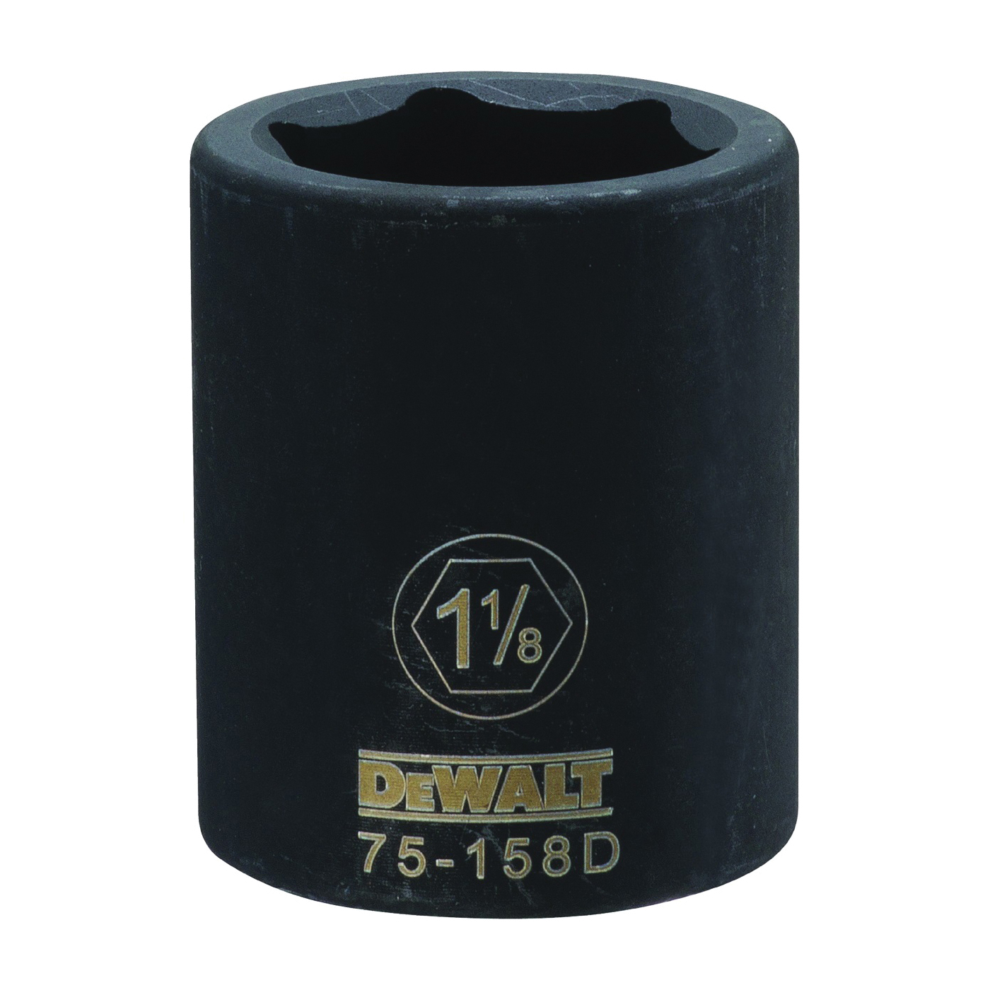 DWMT75158OSP Impact Socket, 1-1/8 in Socket, 3/4 in D Socket, 3/4 in Drive, 6 -Point, CR-440 Steel, Black Oxide