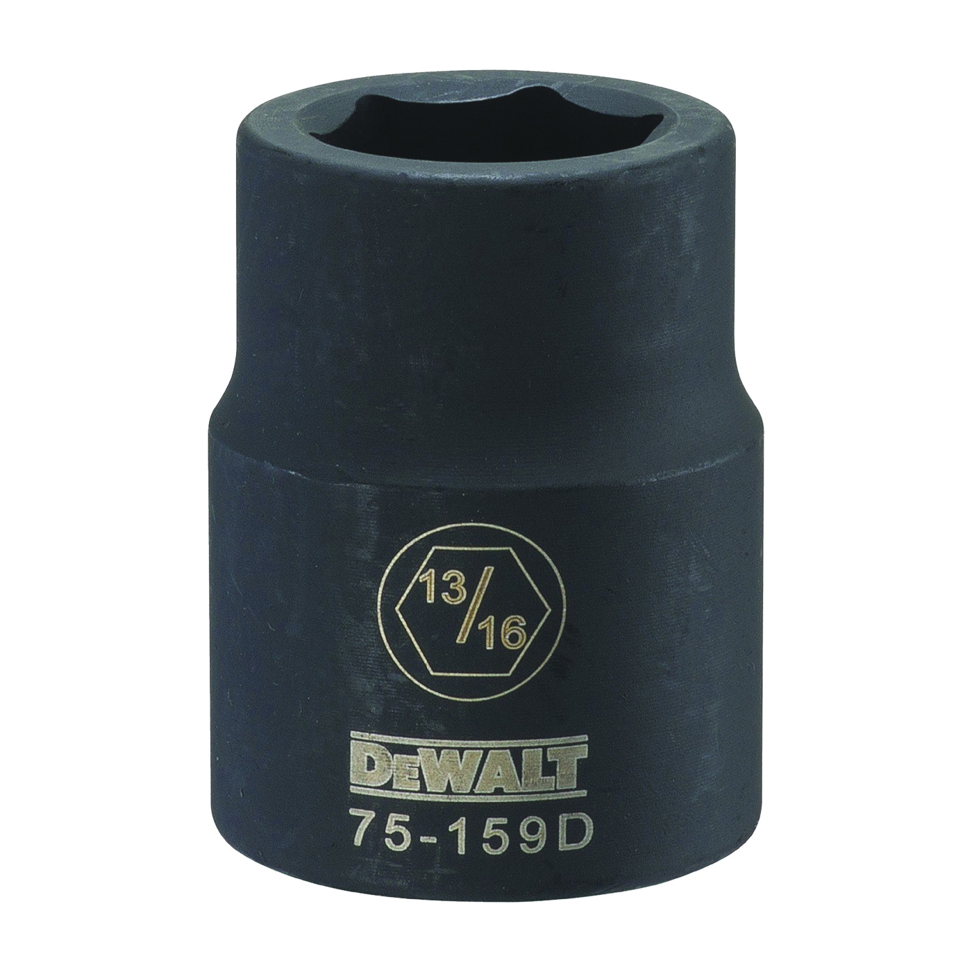 DeWALT DWMT75159OSP Impact Socket, 13/16 in Socket, 3/4 in Drive, 6-Point, CR-440 Steel, Black Oxide