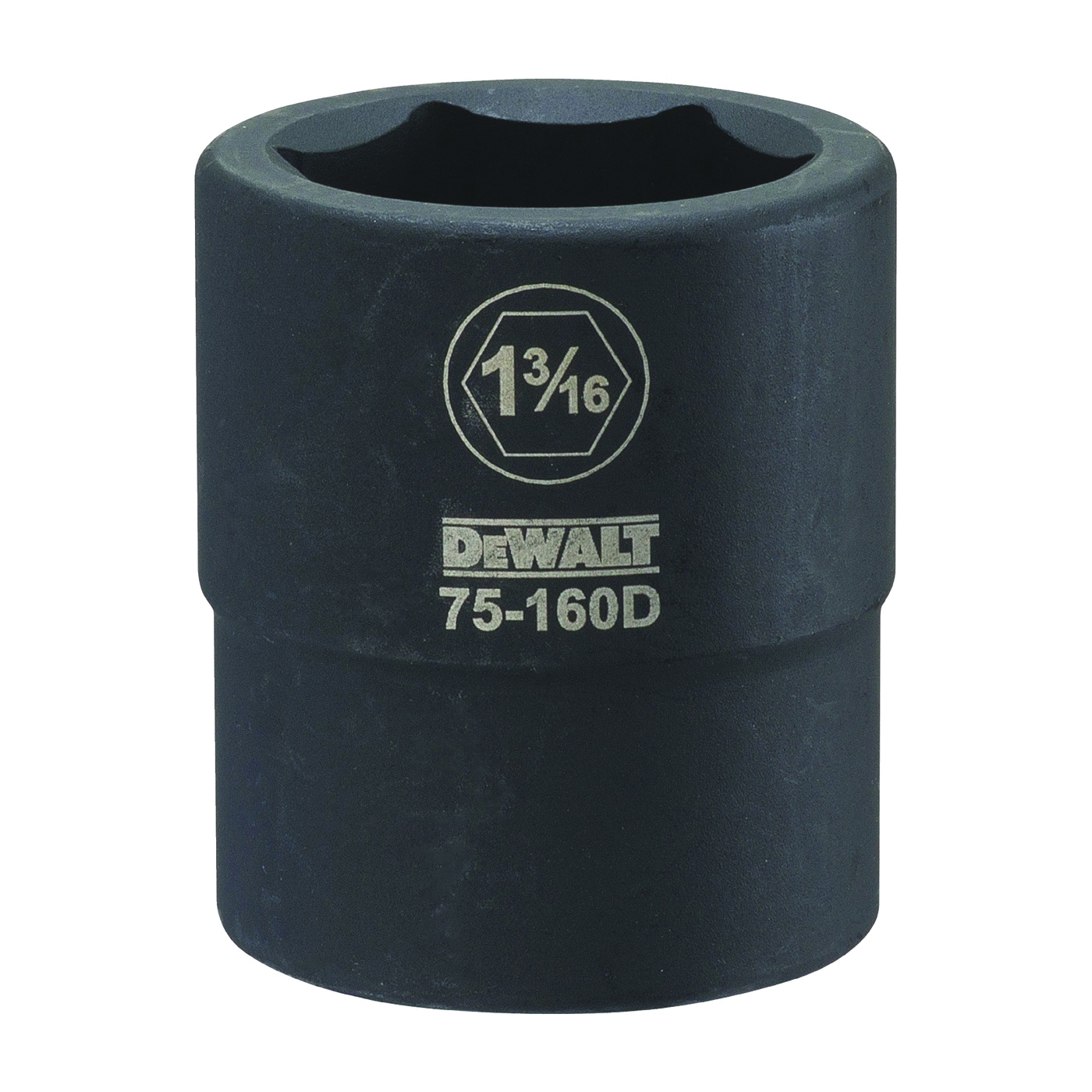 DeWALT DWMT75160OSP Impact Socket, 1-3/16 in Socket, 3/4 in Drive, 6-Point, CR-440 Steel, Black Oxide