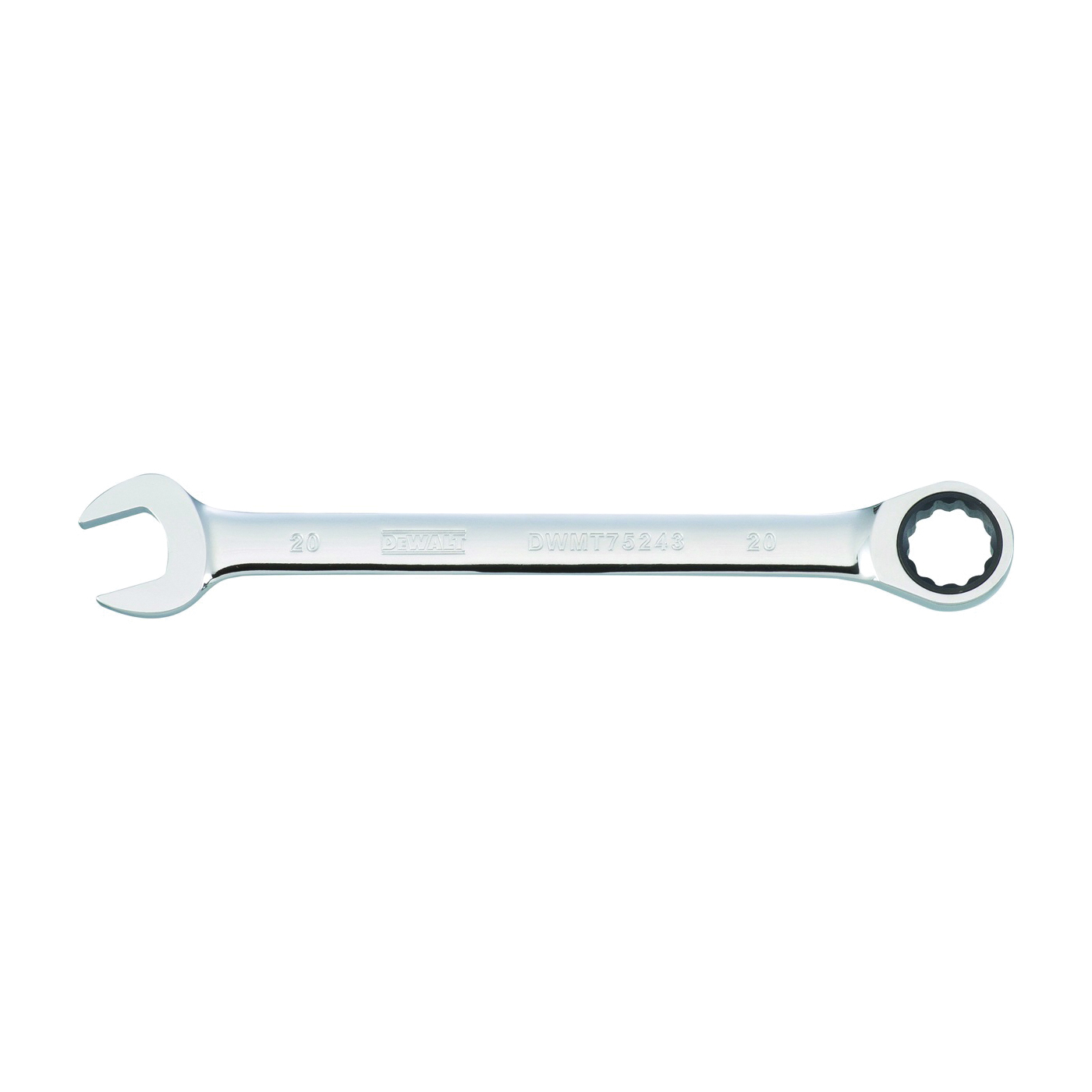 DWMT75243OSP Combination Wrench, Metric, 20 mm Head, 11-7/32 in L, Chrome, Comfort-Grip Handle