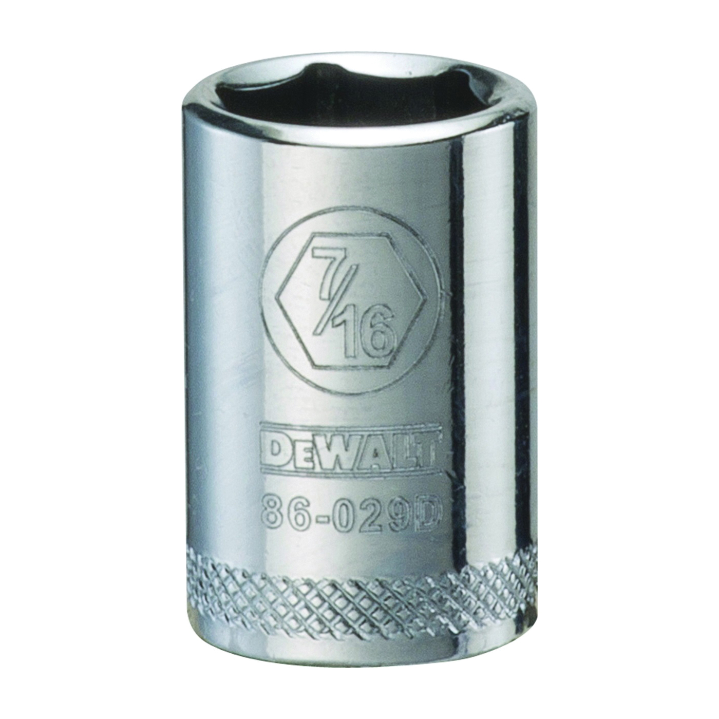 DWMT86029OSP Hand Socket, 7/16 in Socket, 1/4 in Drive, 6-Point, Vanadium Steel, Polished Chrome