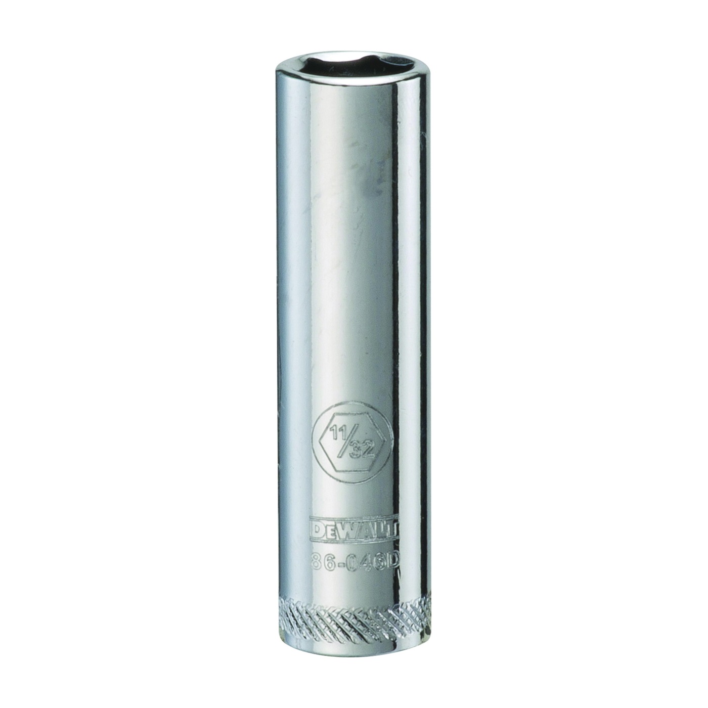 DEWALT DWMT86046OSP Drive Socket, 11/32 in Socket, 1/4 in Drive, 6-Point, Vanadium Steel, Polished Chrome